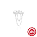 Moon Zircon Tassel 925 Sterling Silver Cartilage Earrings — front view — alternate angle 2 — jewelry finish and design detail