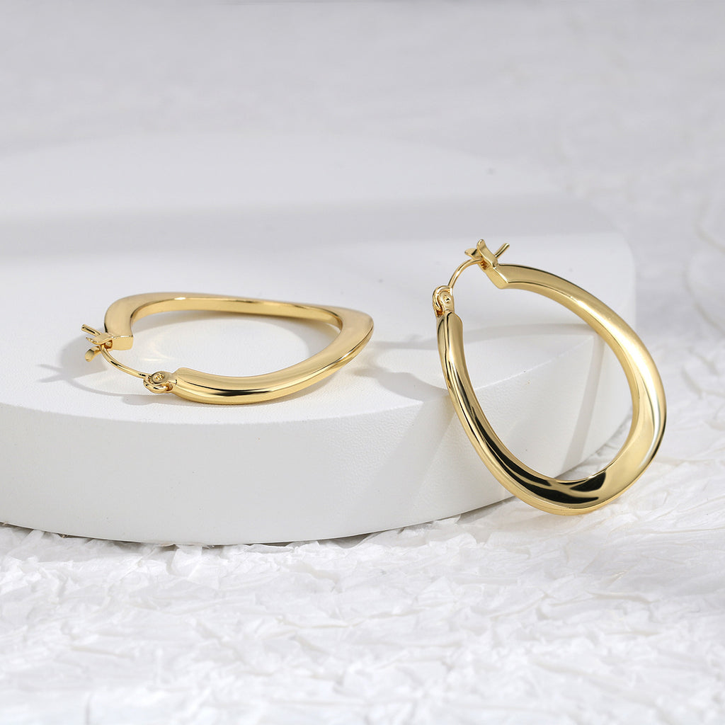 E0211 Fashion gold Metal Twist Hoop Earrings for Women Classic Hoop Irregular Hoop Earrings