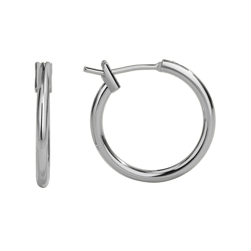 E0307 Simple Round Small Hoop Earrings20mm New Glossy Earrings Ear Clips Hoop Ornament Women