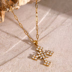 Stainless Steel Cross Zircon Necklace Collarbone Chain Jewelry Accessories