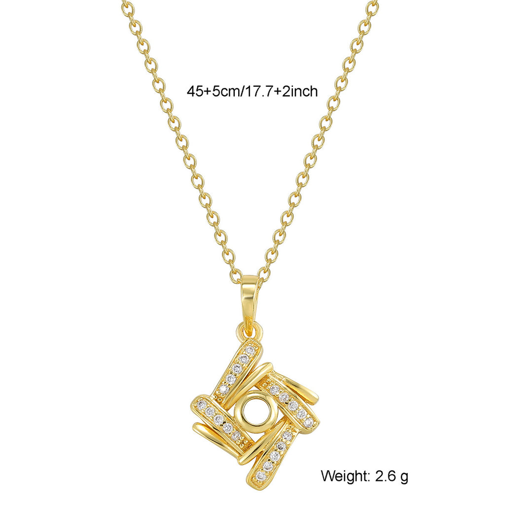 S925 Silver Square Hollow Zircon Necklace Collarbone Chain