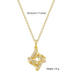S925 Silver Square Hollow Zircon Necklace Collarbone Chain