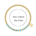 B0288 Copper plating14k Gold Small Round Beads Vintage Blue Turquoise Bracelet Fashion