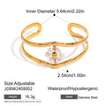 Gold-Plated Stainless Steel Cuff Bracelet with Pearl Open Profile Detail — product styling — jewelry finish and design detail