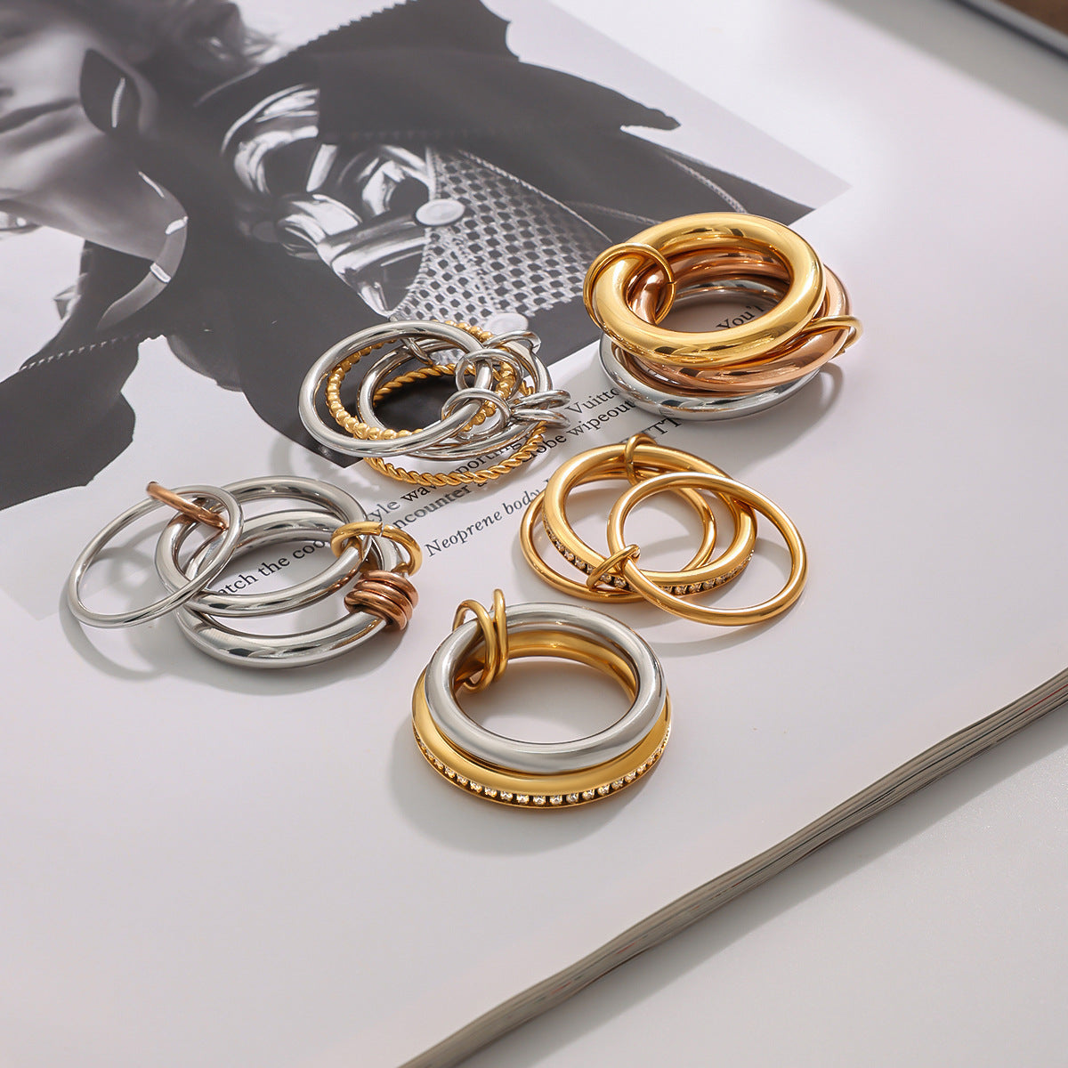 2H Stainless Steel Stackable Finger Rings Non-Fading Jewelry Design Rings