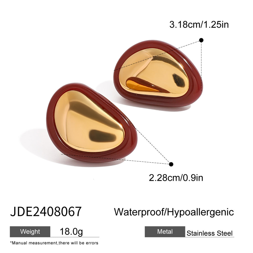 2H Stainless Steel Red Agate Earrings Zircon Stud Earrings Jewelry earring