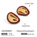 Gold-Plated Red Agate Stainless Steel Stud Earrings — close-up detail — jewelry finish and design detail