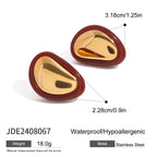 2H Stainless Steel Red Agate Earrings Zircon Stud Earrings Jewelry earring