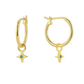 18K Gold-Plated Brass Star Green CZ Earrings with gold-tone brass construction