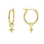 E0804 Fashion Trendy Designer Earrings for Women Copper Plated18K Gold Little Star Inlaid Green Zircon Earrings
