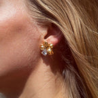 2H Zircon Flower Stud Earrings Zircon Earrings Stainless Steel Jewelry for Women Non-Fading