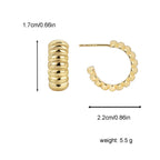 E0280Avant-garde Exaggerated Design Metal Personality Twisted Texture Horn Bag Earrings Studs for Women