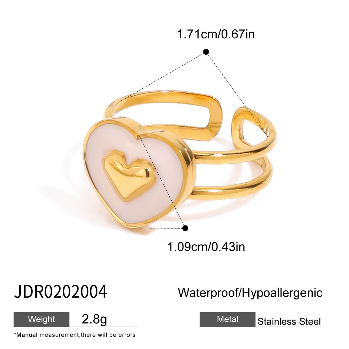 2H Stainless Steel Finger Bracelet Ring Non-Fading Jewelry for Women