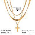 Cross Layered Pendant Stainless Steel Necklace in Gold-Tone with gold-tone stainless steel construction