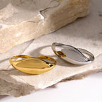 18k Gold Stainless Steel Chubby Smooth Double Finger Ring Design Sense Large Smooth Ring for Women