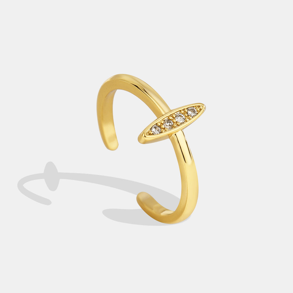 R0200 Ornament Cross Ring Slim Geometric Women's Ring Adjustable Open Simple Design