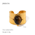 Tiger-Eye Stainless Steel Ring in Gold-Tone styled for independent jewelry boutiques