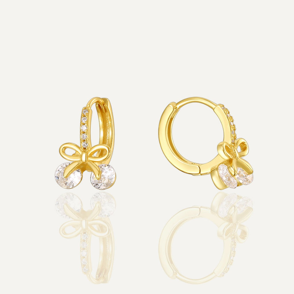 SE0262 S925Silver Fashion Zircon Earrings Bow Earrings