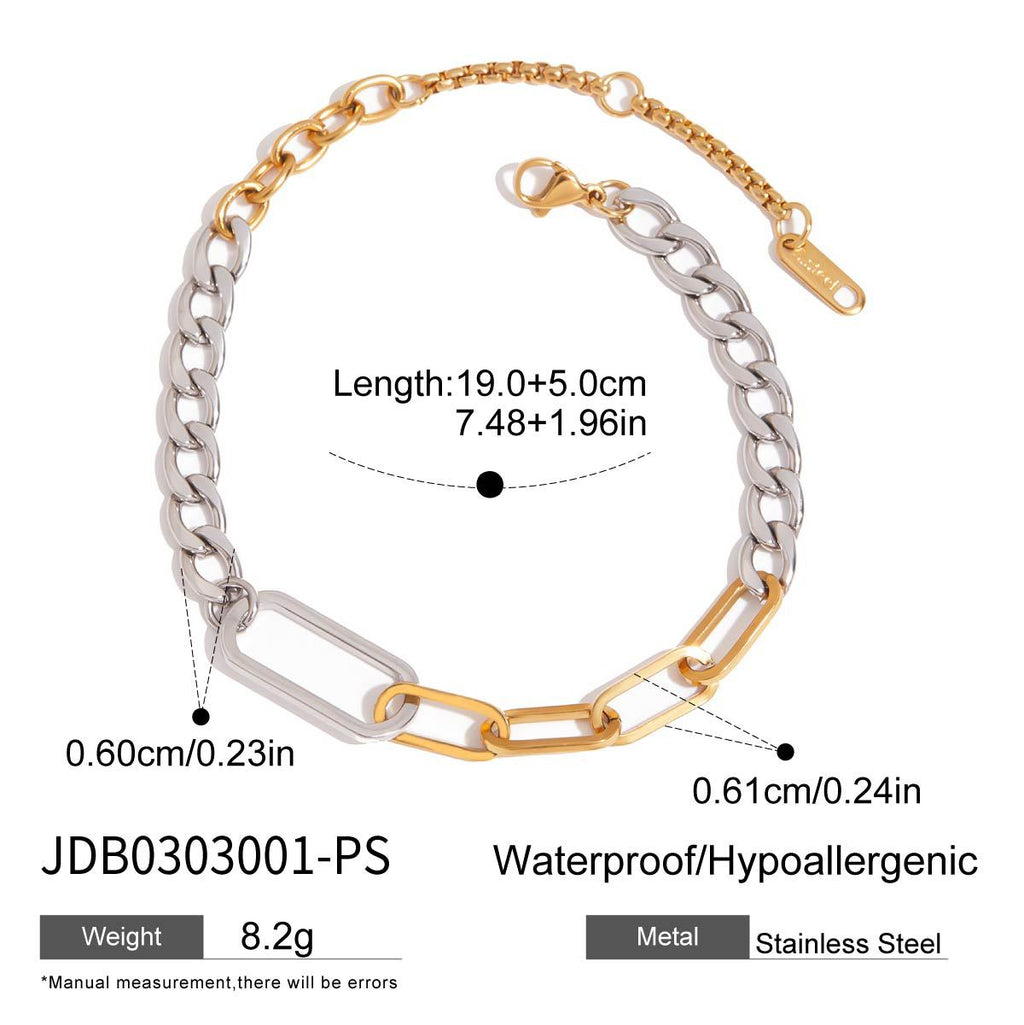2H Stainless Steel Color Block Cuban Bracelet Jewelry for Women