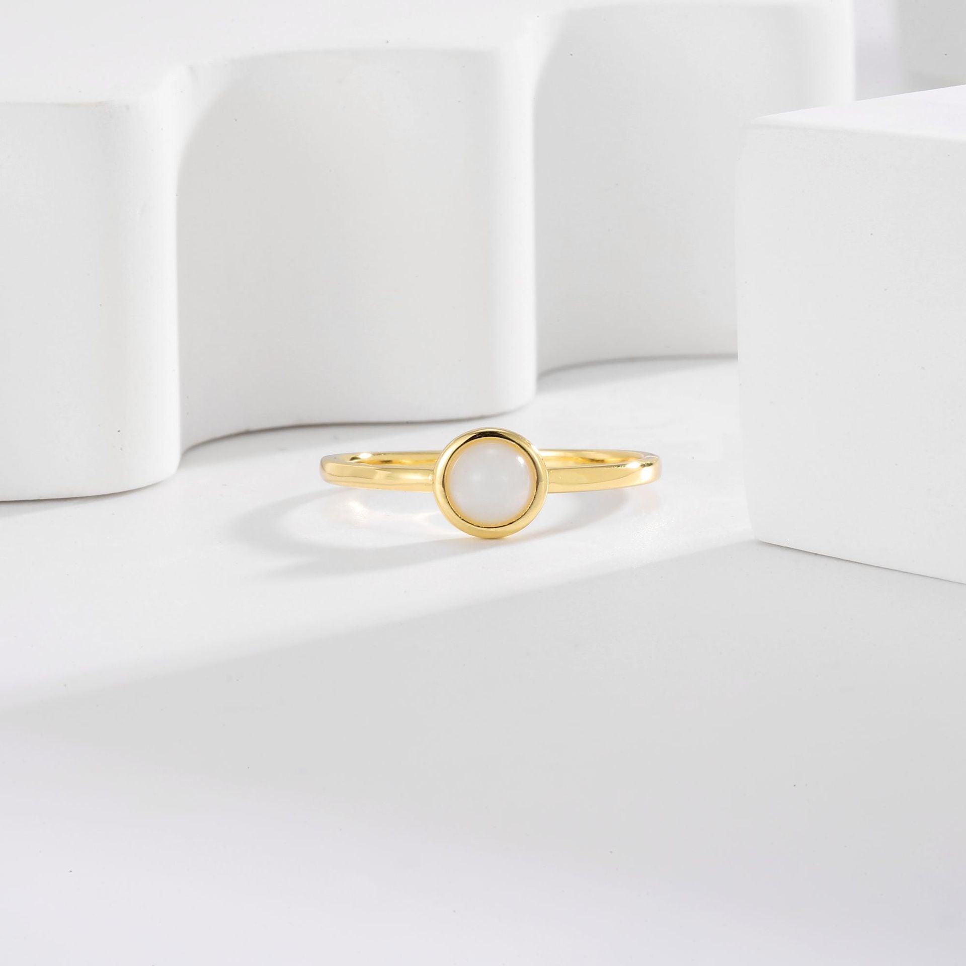 SR0054 S925Silver Round Ring Design Geometric Fashion Personality