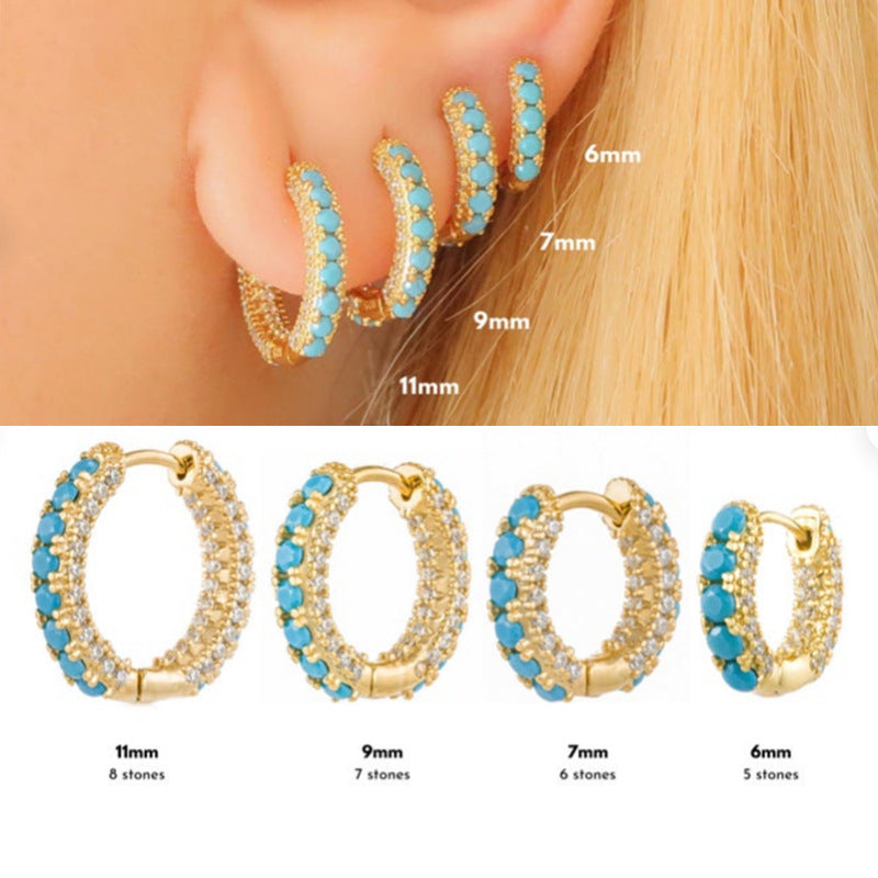 Hot Selling Round Micro Pave Zircon Trendy Ear Cuffs Hoop Earrings Super Sparkling Multi-Diamond Earrings