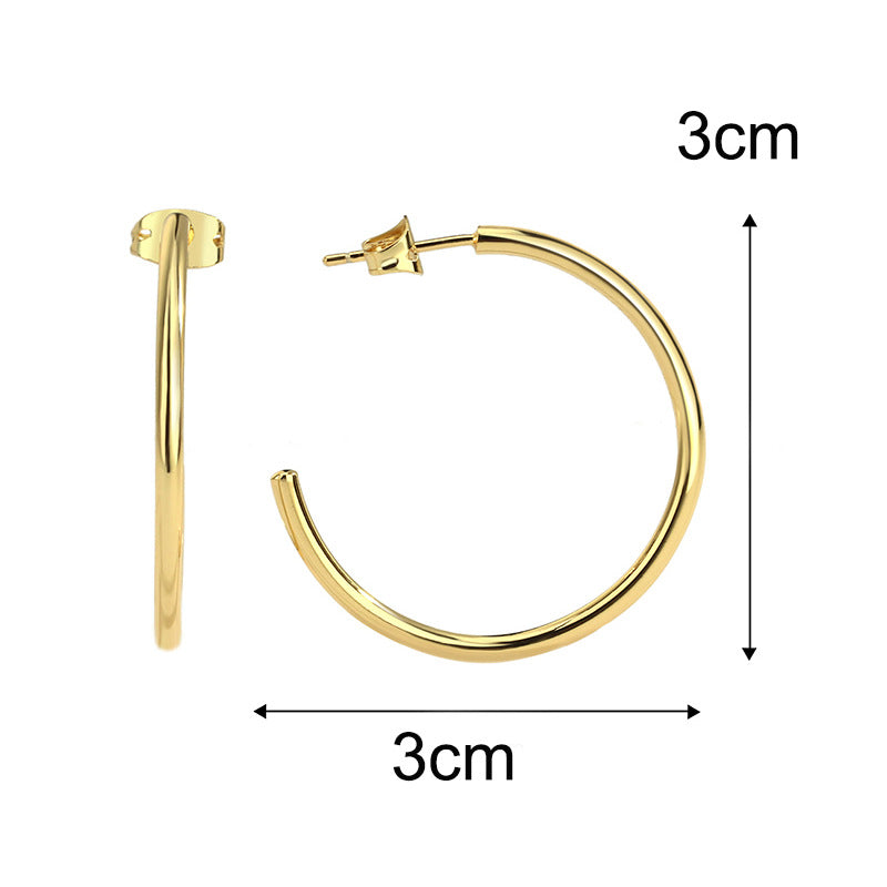 E0266 Various Sizes Round Shape C Hoop Earrings Semi-Open Large Hoop Trendy Women's Jewelry