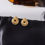 2H Ear Studs18k Gold Earrings with Diamond Door Handle Earrings Stainless Steel Jewelry