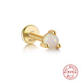 Unisex Sterling Silver Opal Threaded Ear Bone Stud Earrings — wearable scale detail — jewelry finish and design detail