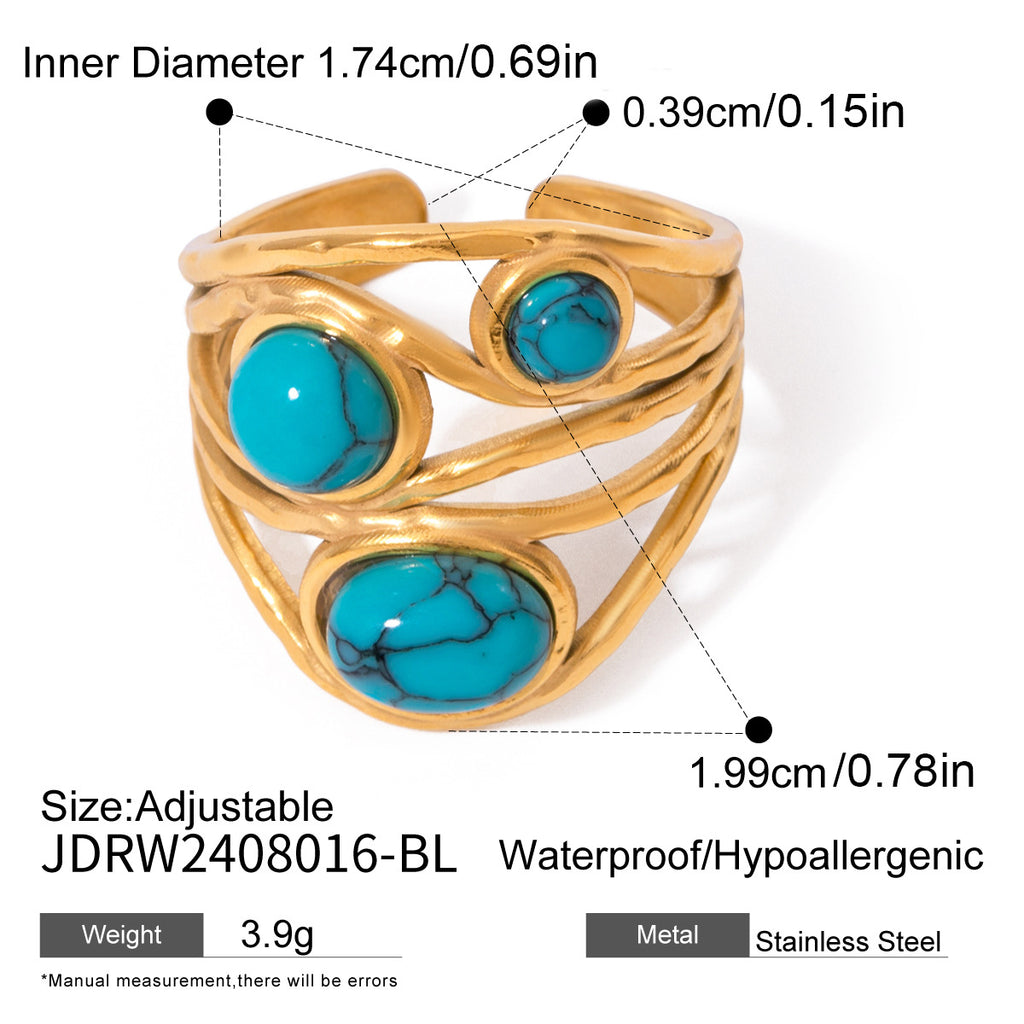 Stainless Steel Natural Stone Turquoise Ring ring