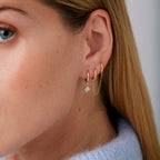 2H Zircon Double Ring Chain Tassel Earrings Ear Accessories Ear Clips Stainless Steel Jewelry