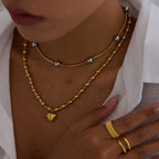 Stainless Steel Heart Necklace Simple Earrings Non-Fading Jewelry for Women