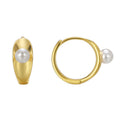 Gold-Plated Brass Shell Pearl Hoop Earrings — Curated Style for private-label fashion jewelry buyers — jewelry finish and design detail