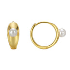 E0590 Fashion New Simple Smooth Pearl Earrings for Women Brass Gold-Plated Hoop Earrings