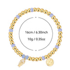 B0269 Fishbone Triangle Inlaid Zircon Chalcedony Beaded Elegant Trendy Bohemian Bracelet