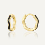 SE0125 S925Silver Design Wave Pattern Black Epoxy Earrings for Women Plated14K Golden Ear Jewelry