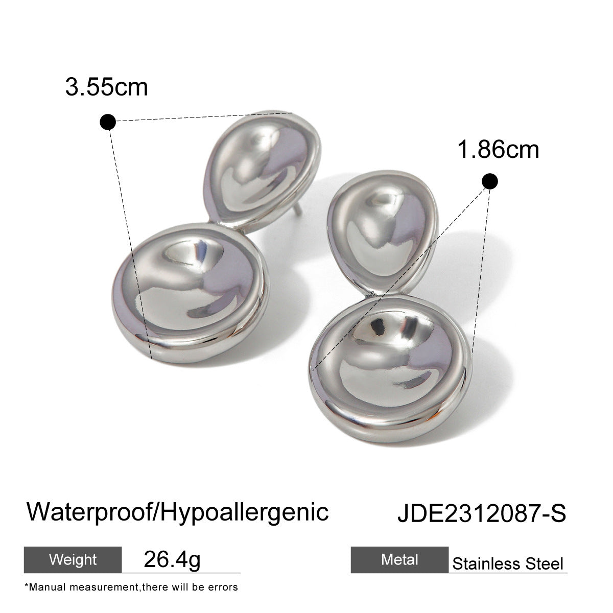 Zircon Earrings Vintage Stainless Steel Jewelry for Women Non-Fading