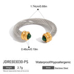 2H Natural Stone Stainless Steel Open Bracelet Non-Fading Jewelry Accessories