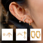 Zircon Earrings Multiple Pairs One Card Earrings Ear Jewelry Stainless Steel Accessories Jewelry