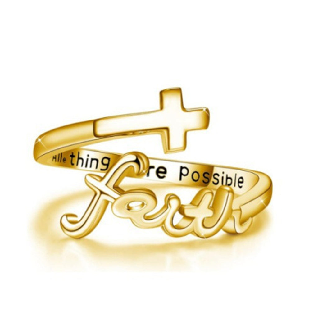 R0640 Letter Open Cross Ring for Women Original Design