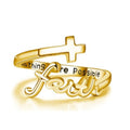 Gold-Plated Brass Cross Adjustable Ring for curated everyday jewelry assortments — jewelry finish and design detail