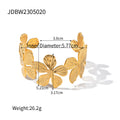 Gold-Plated Stainless Steel Floral Pearl Cuff Bracelet — material detail — jewelry finish and design detail