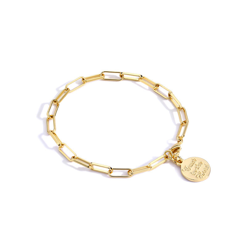 B0010 Wishing Coin Letter Couple Bracelet gold Chain Simple Gold Coin Bracelet