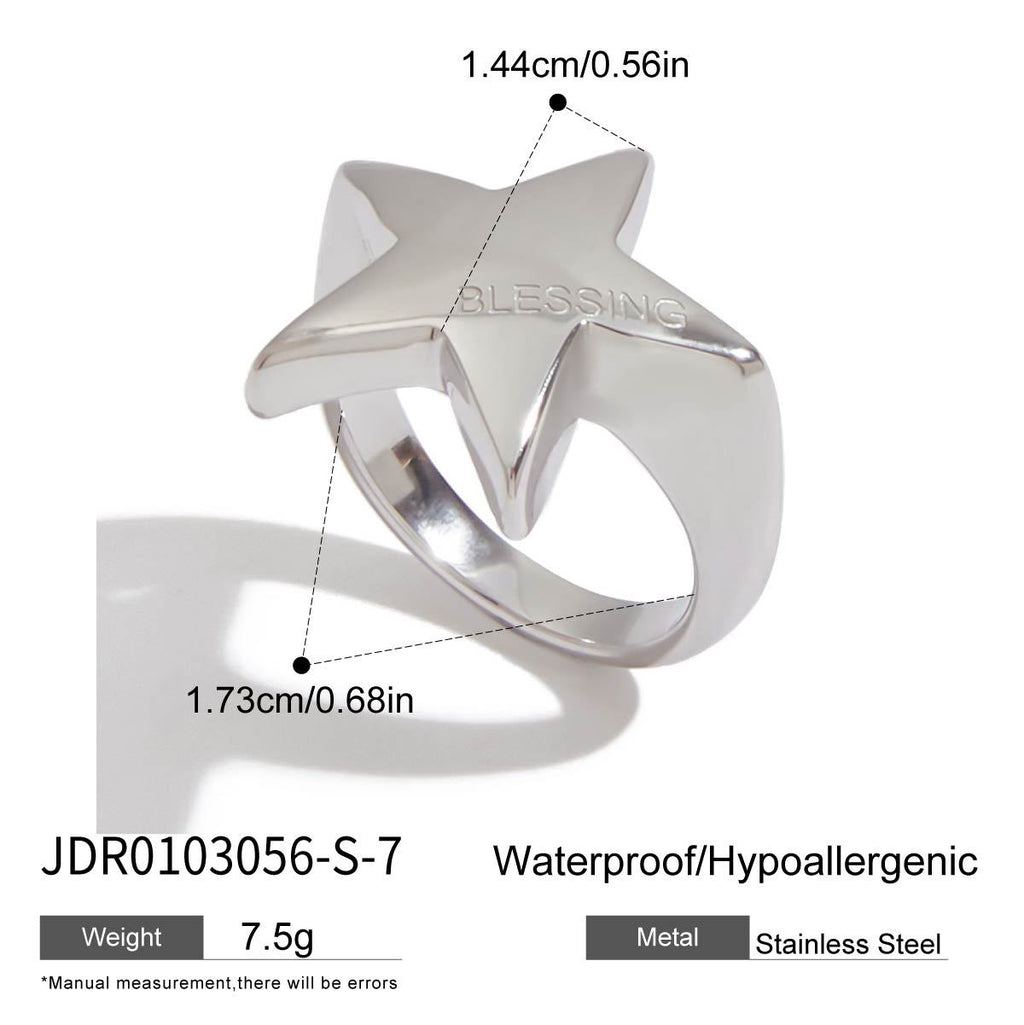 Five-pointed Star Ring Non-fading Jewelry rings Ornament