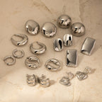 Steel Color Stainless Steel French Style Smooth Hollow Earrings Blogger Same Style Fashion Versatile Hoop Earrings for Women