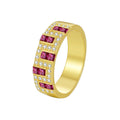 Gold-Plated Brass Square Red CZ Ring with Cubic zirconia Detail with gold-tone brass construction