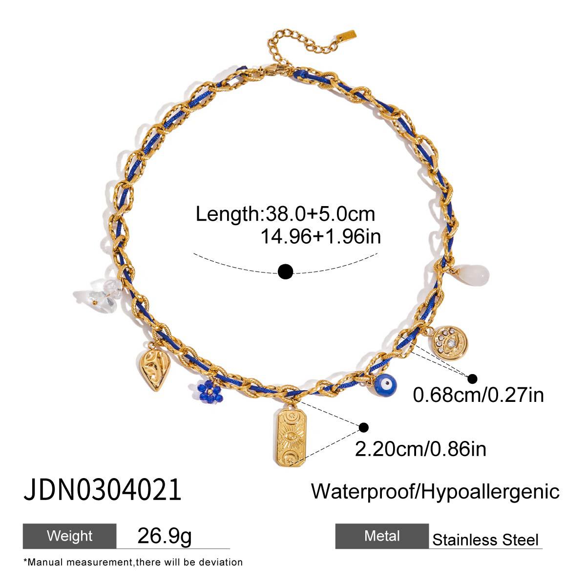 2H Colorful Rope Necklace Collarbone Chain Stainless Steel Jewelry Non-Fading