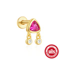 Opal Stud Chain 925 Sterling Silver Earrings — surface finish close-up — alternate angle 2 — jewelry finish and design detail