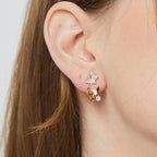 E0135Korean Version Silver Needle Zirconia Stud Earrings Simple Female Small Butterfly Shape Ear Jewelry Earrings