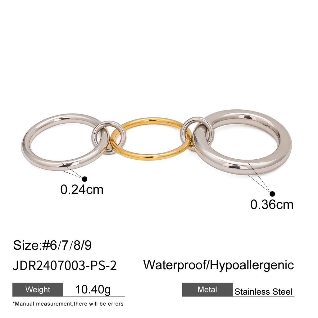 2H Stainless Steel Stacking Rings Color-Block Interlocking Rings rings
