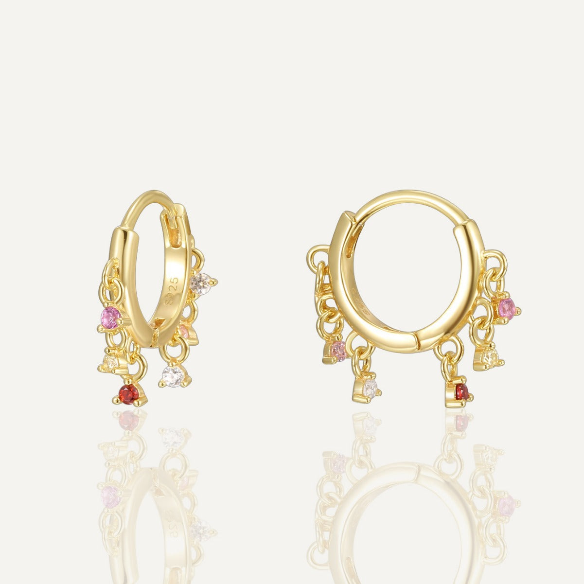 SE0245 S925Silver Ferris Wheel Hoop Earrings with Zircon Inlay Pure Silver Ear Jewelry